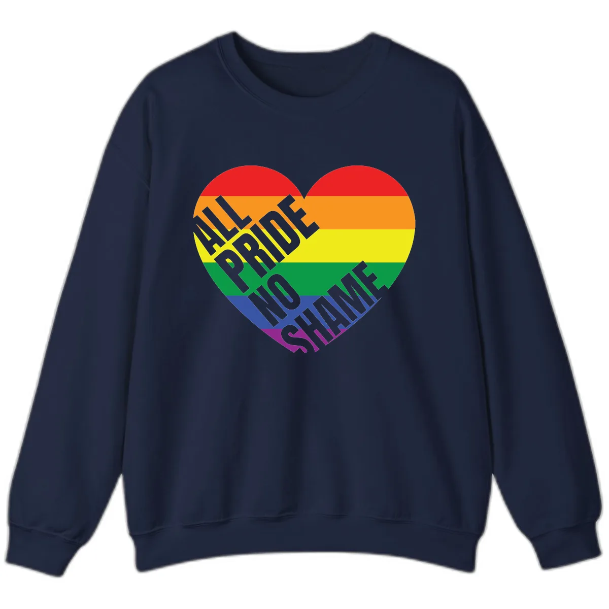 Love Is Love Rainbow Pride Heart Sweatshirt in Navy