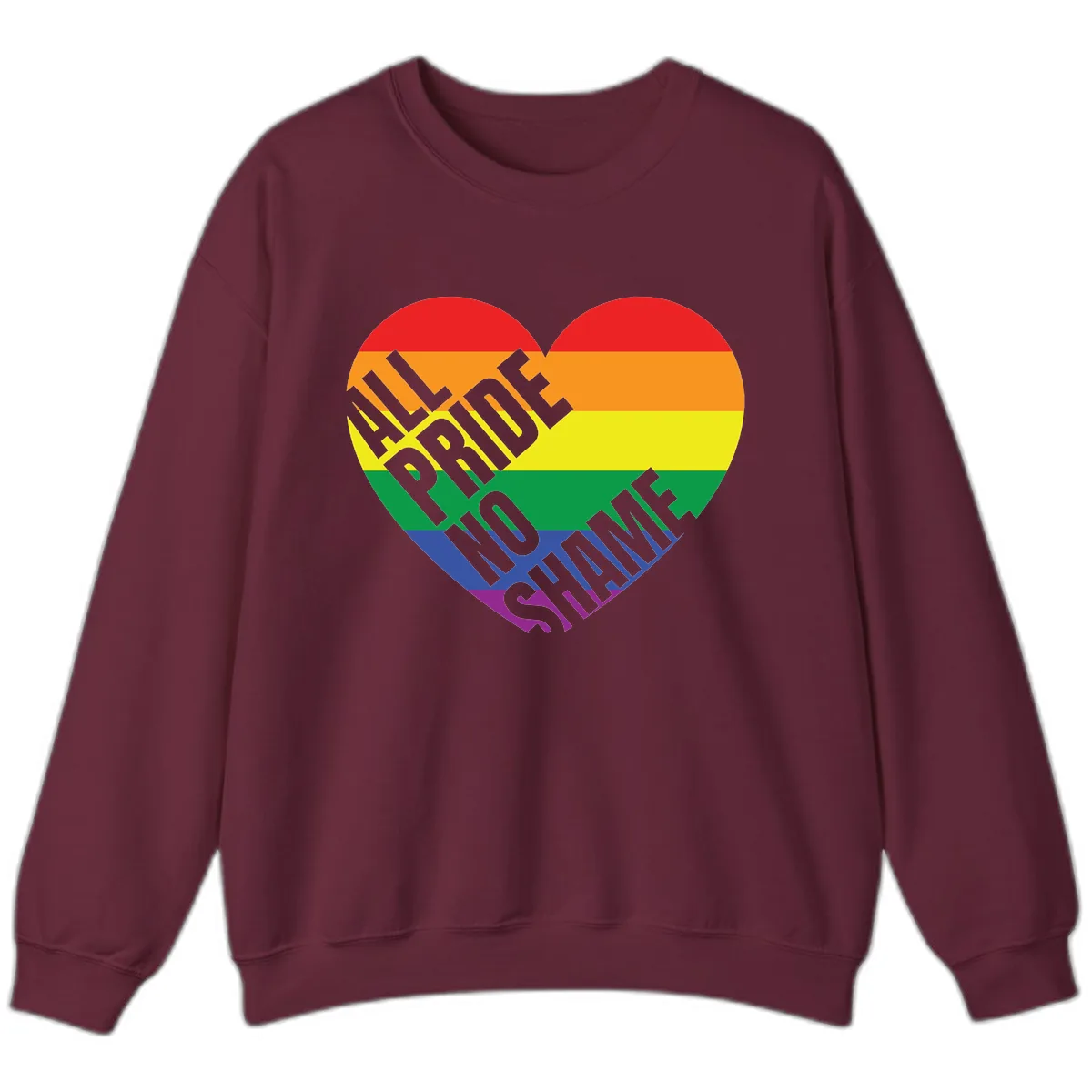 Love Is Love Rainbow Pride Heart Sweatshirt in Maroon
