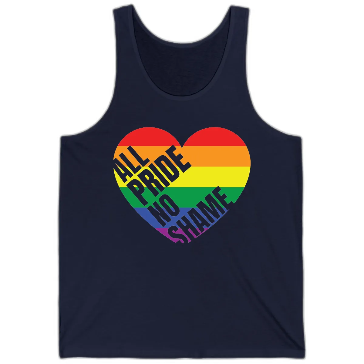 Love Is Love Rainbow Pride Heart Tank in Navy