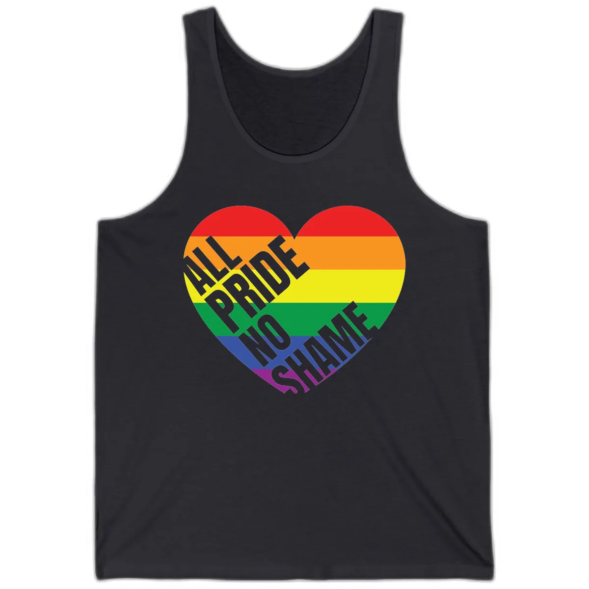 Love Is Love Rainbow Pride Heart Tank in Dark Grey