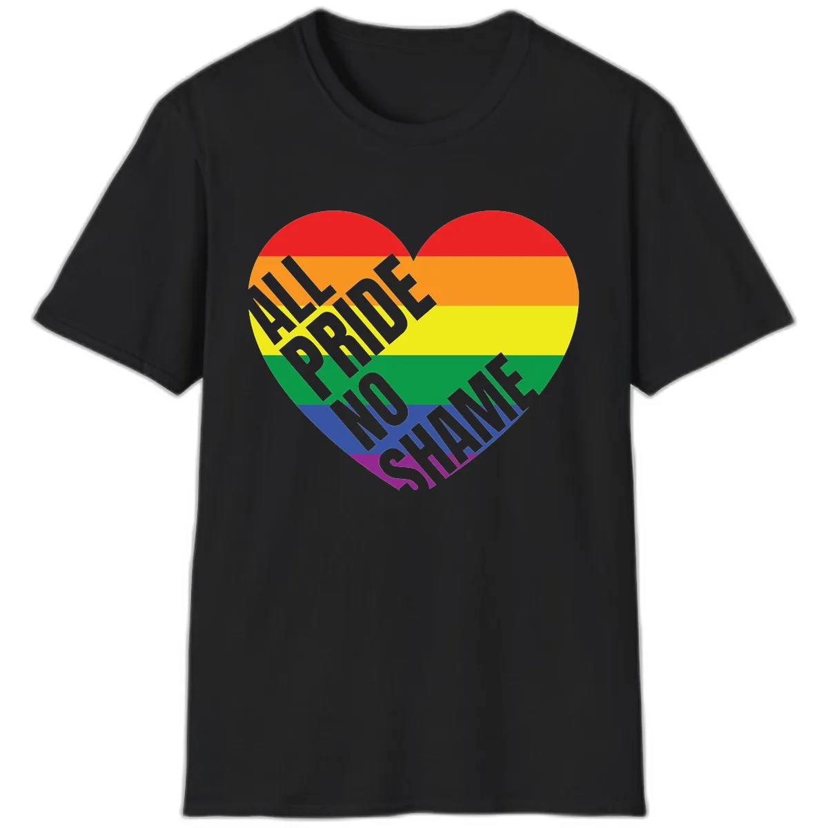 Love Is Love Rainbow Pride Heart T-Shirt in Black