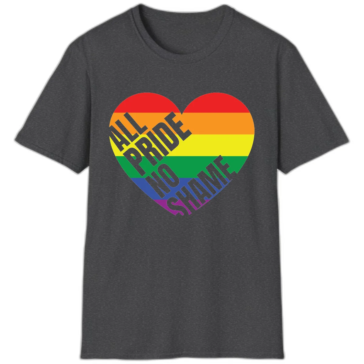 Love Is Love Rainbow Pride Heart T-Shirt in Dark Heather