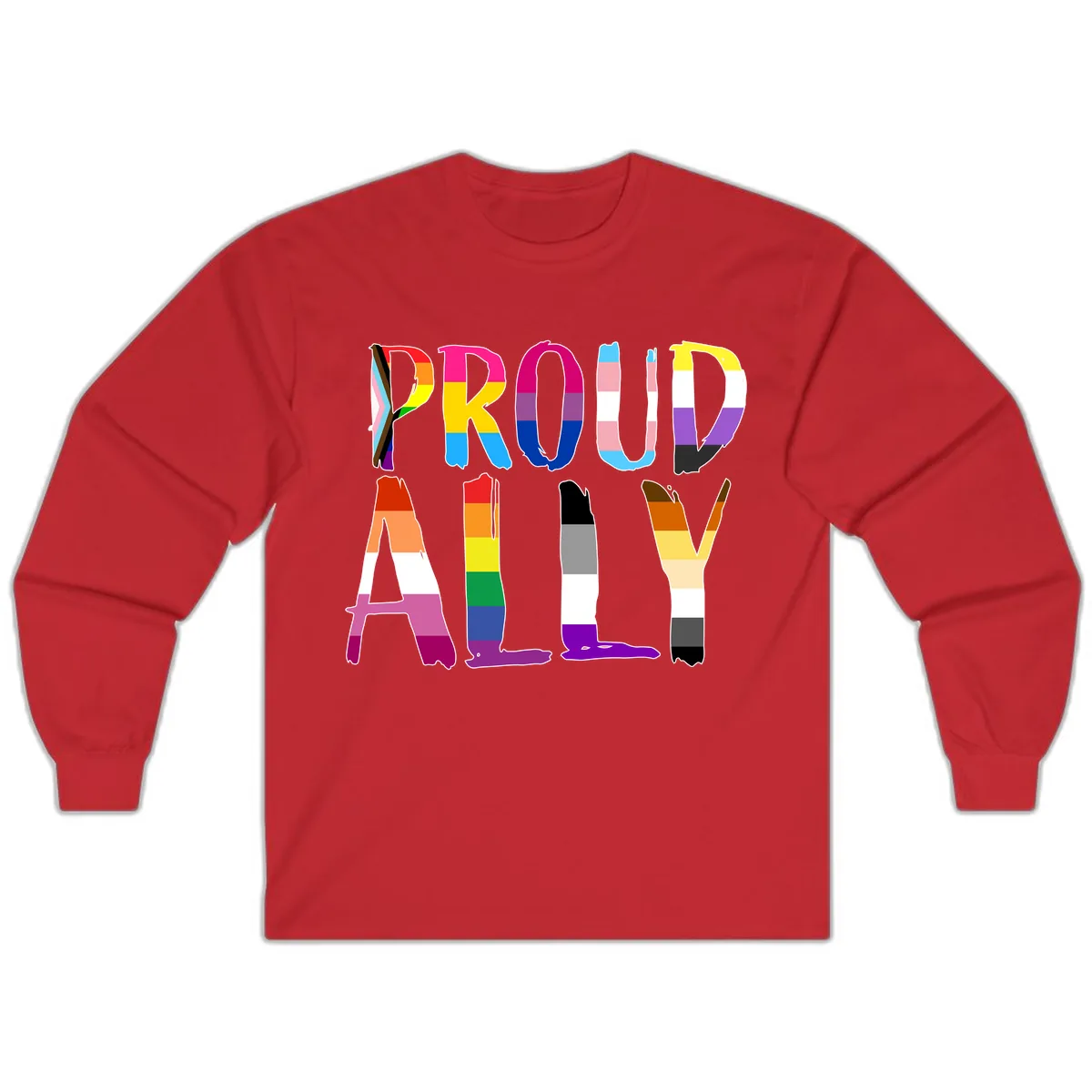 Proud Rainbow Letters Long Sleeve in Red
