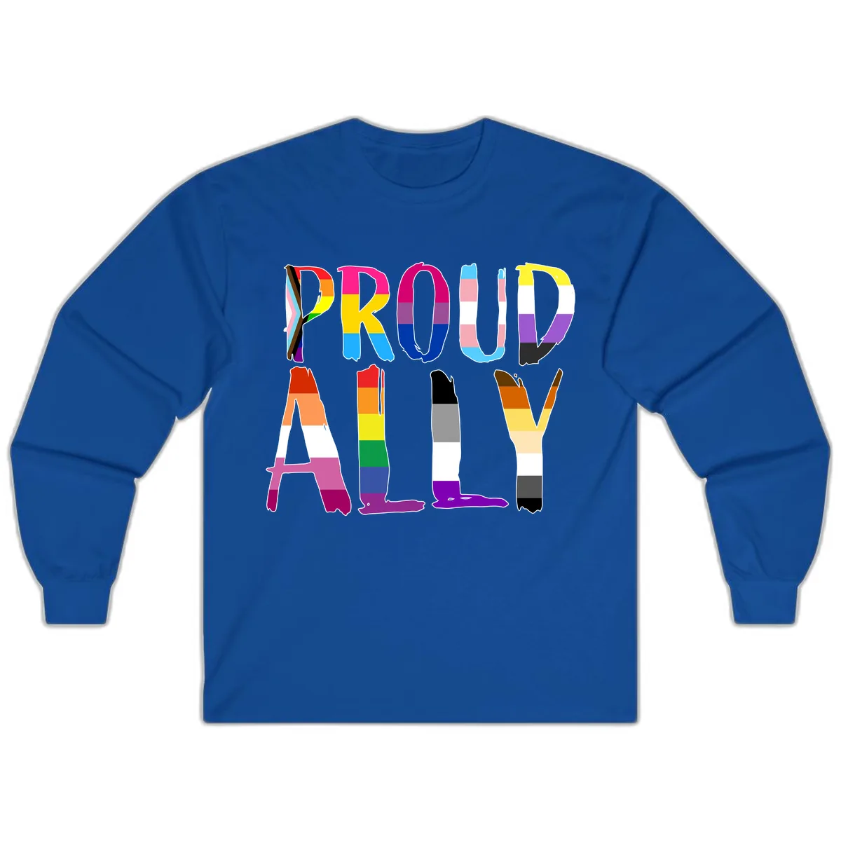Proud Rainbow Letters Long Sleeve in Royal