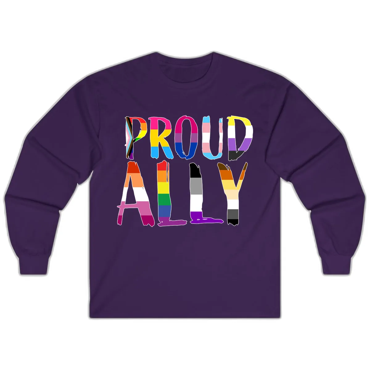Proud Rainbow Letters Long Sleeve in Purple