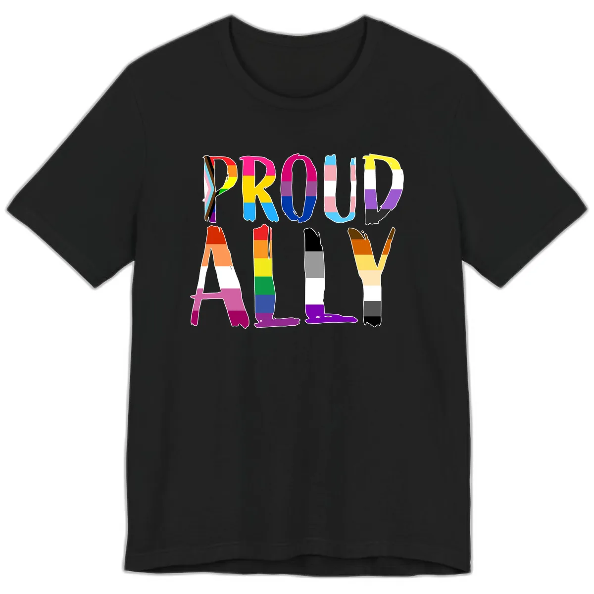 Proud Rainbow Letters Premium T-Shirt in Black