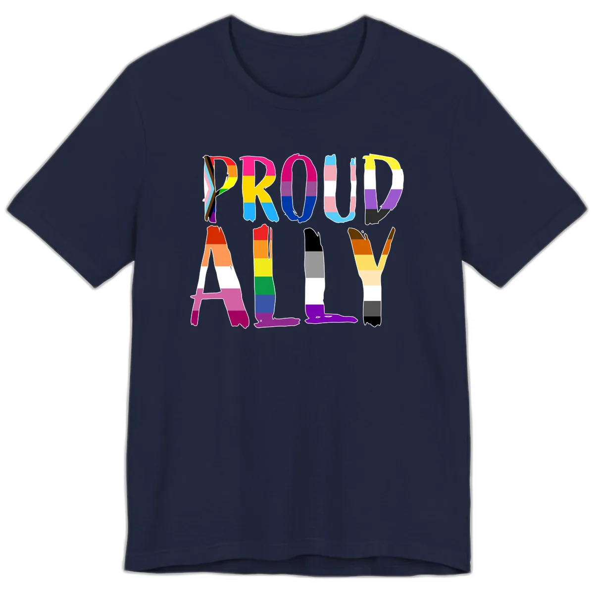 Proud Rainbow Letters Premium T-Shirt in Navy