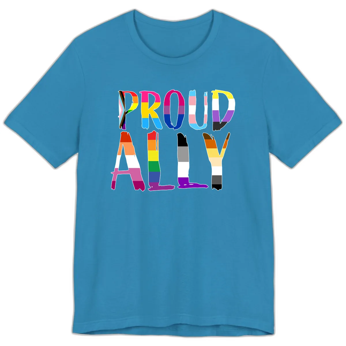 Proud Rainbow Letters Premium T-Shirt in Aqua