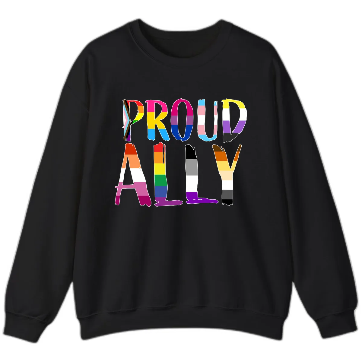 Proud Rainbow Letters Sweatshirt in Black