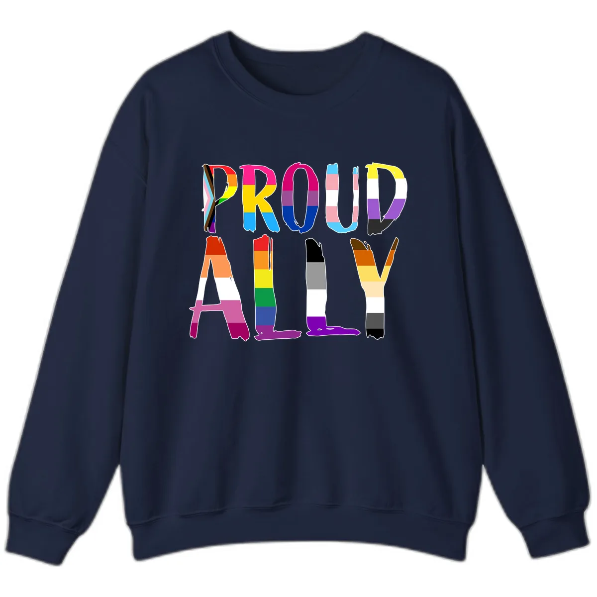Proud Rainbow Letters Sweatshirt in Navy