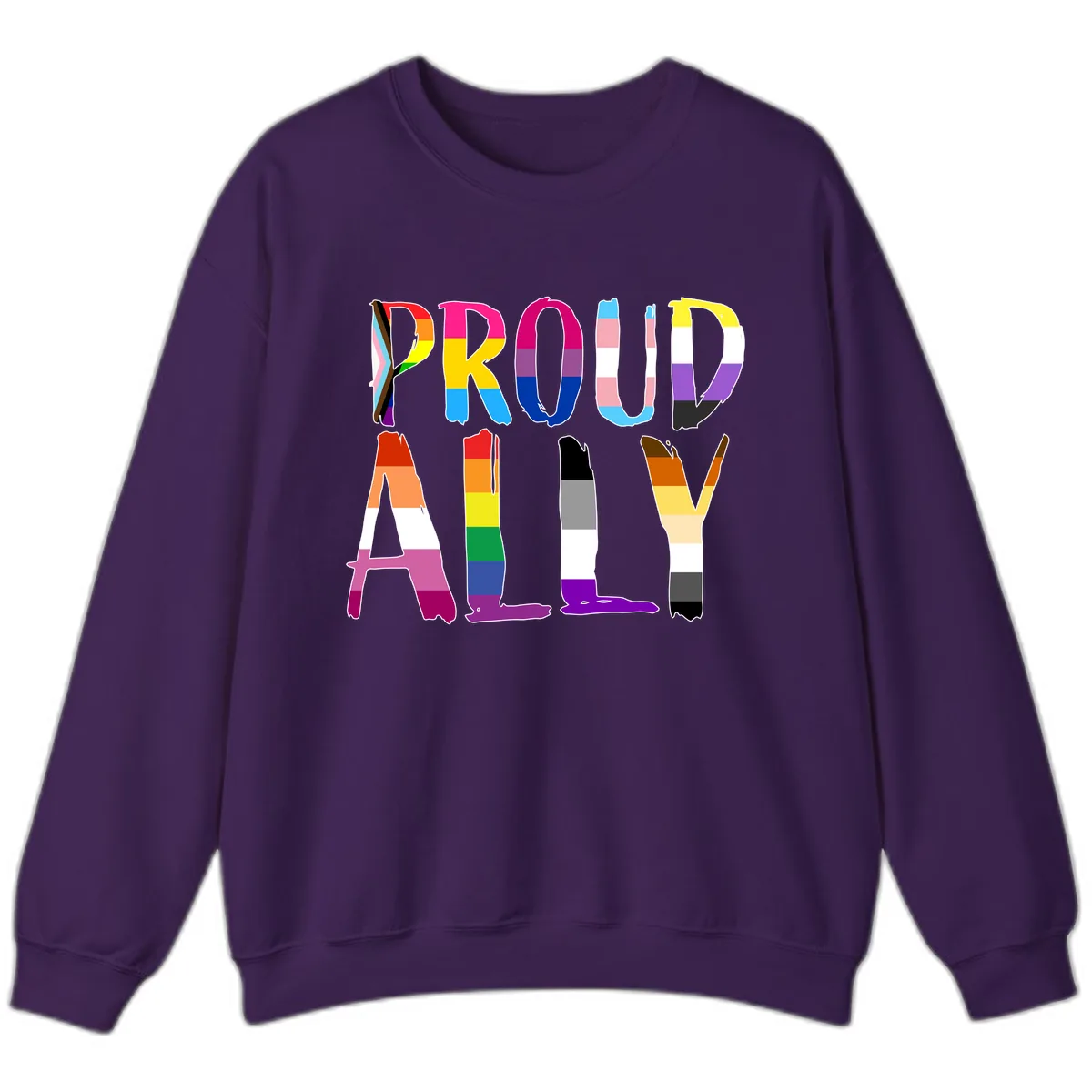 Proud Rainbow Letters Sweatshirt in Purple
