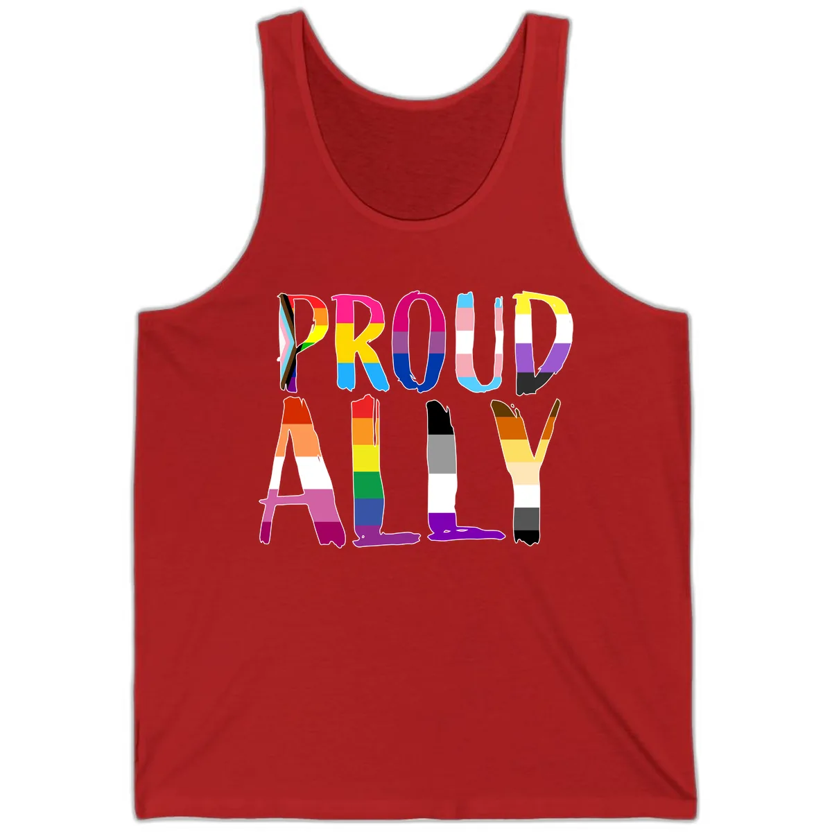 Proud Rainbow Letters Tank in Red