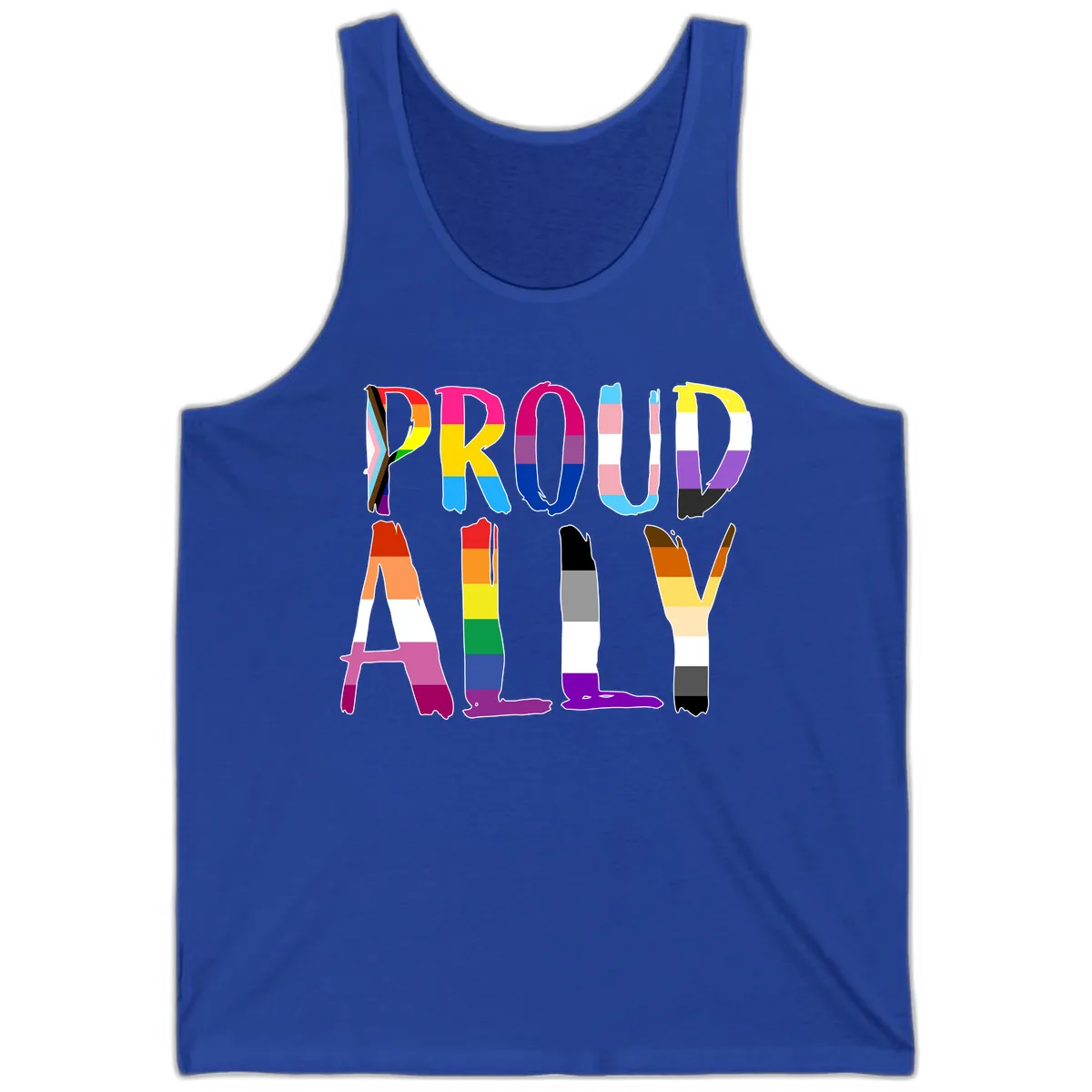 Proud Rainbow Letters Tank in True Royal