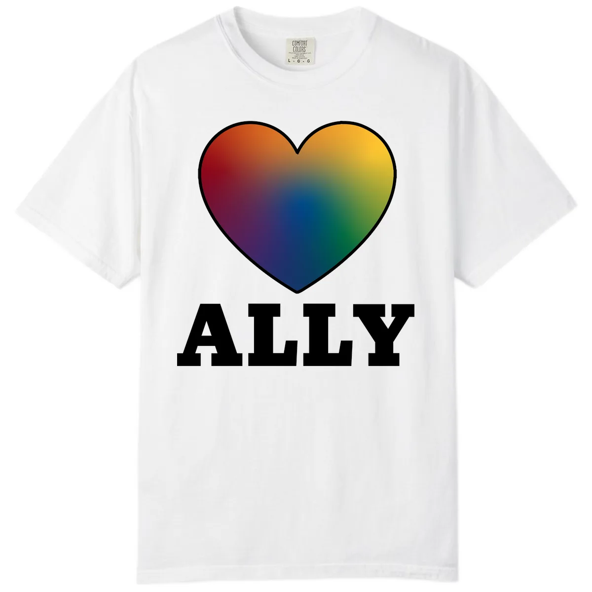 Ally Rainbow Heart Pride Design Comfort Color in White
