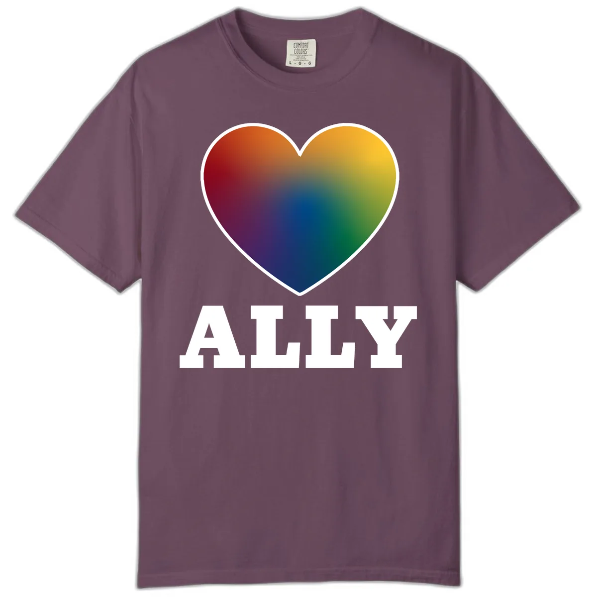 Ally Rainbow Heart Pride Design Comfort Color in Berry