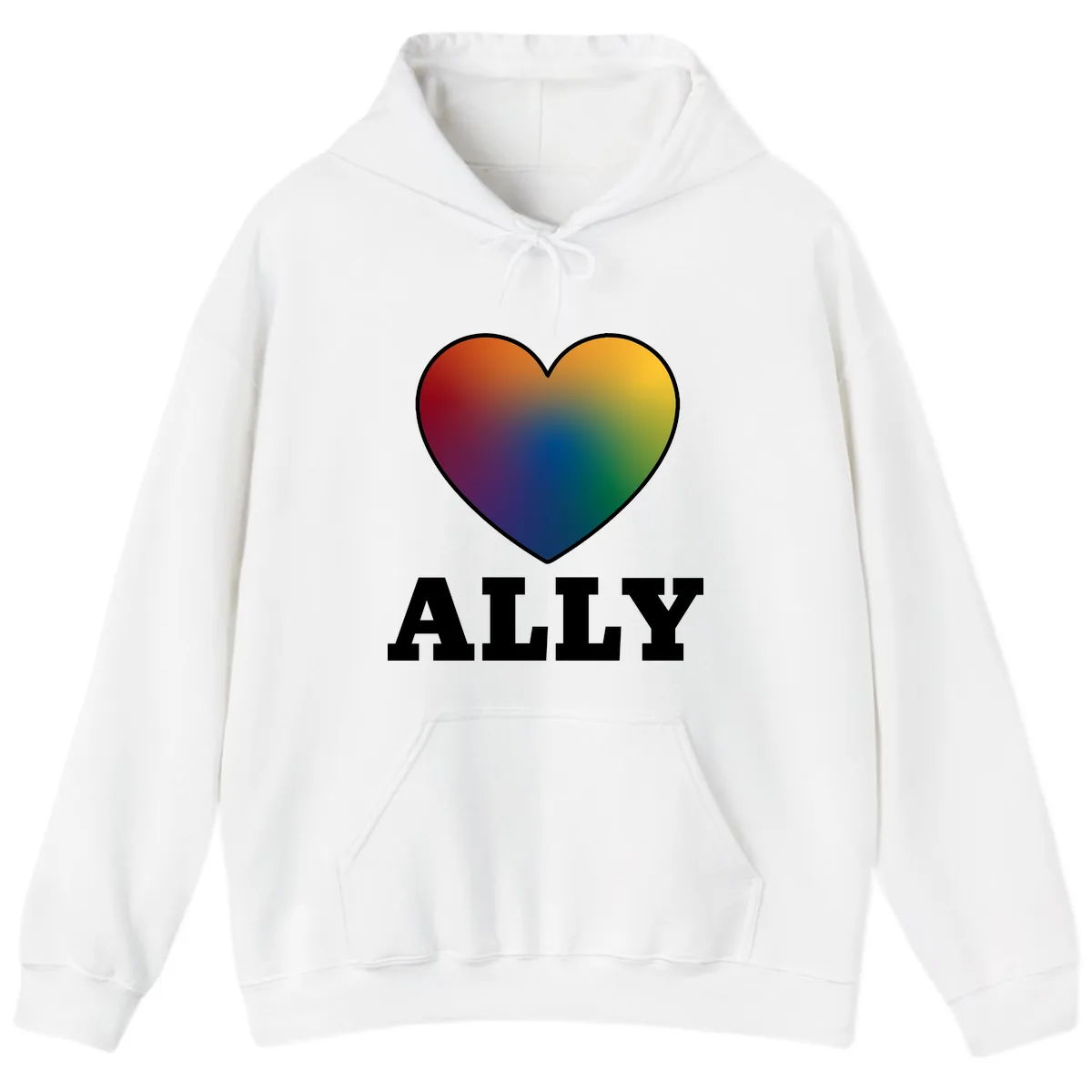 Ally Rainbow Heart Pride Design Hoodie in White