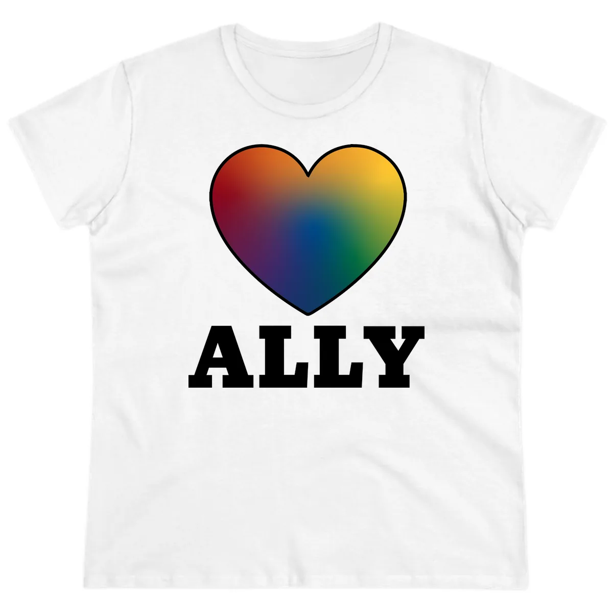 Ally Rainbow Heart Pride Design Ladies Tee in White