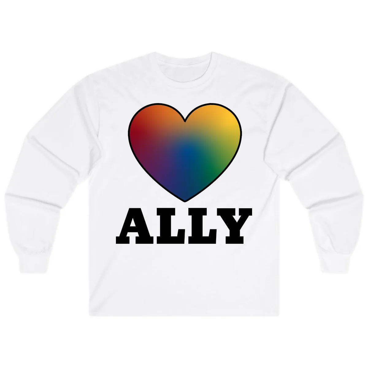 Ally Rainbow Heart Pride Design Long Sleeve in White