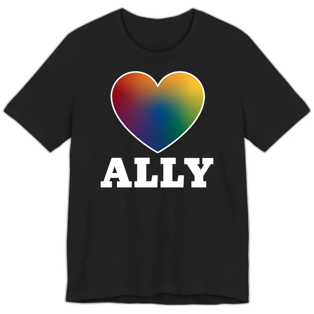 Ally Rainbow Heart Pride Design Premium T-Shirt in Black
