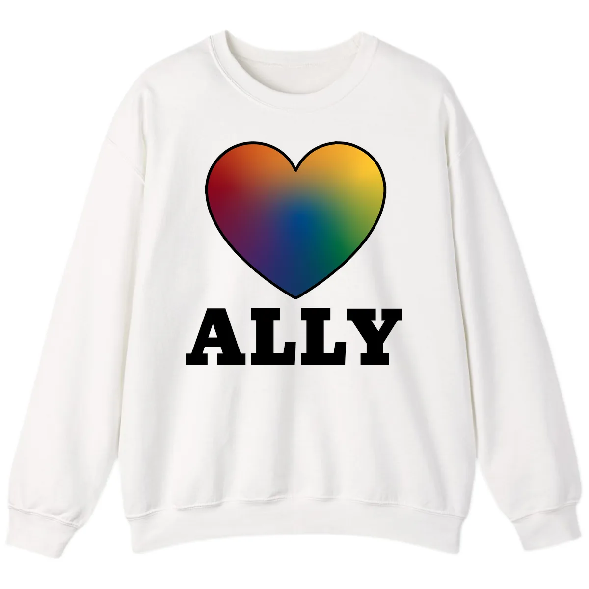Ally Rainbow Heart Pride Design Sweatshirt in White