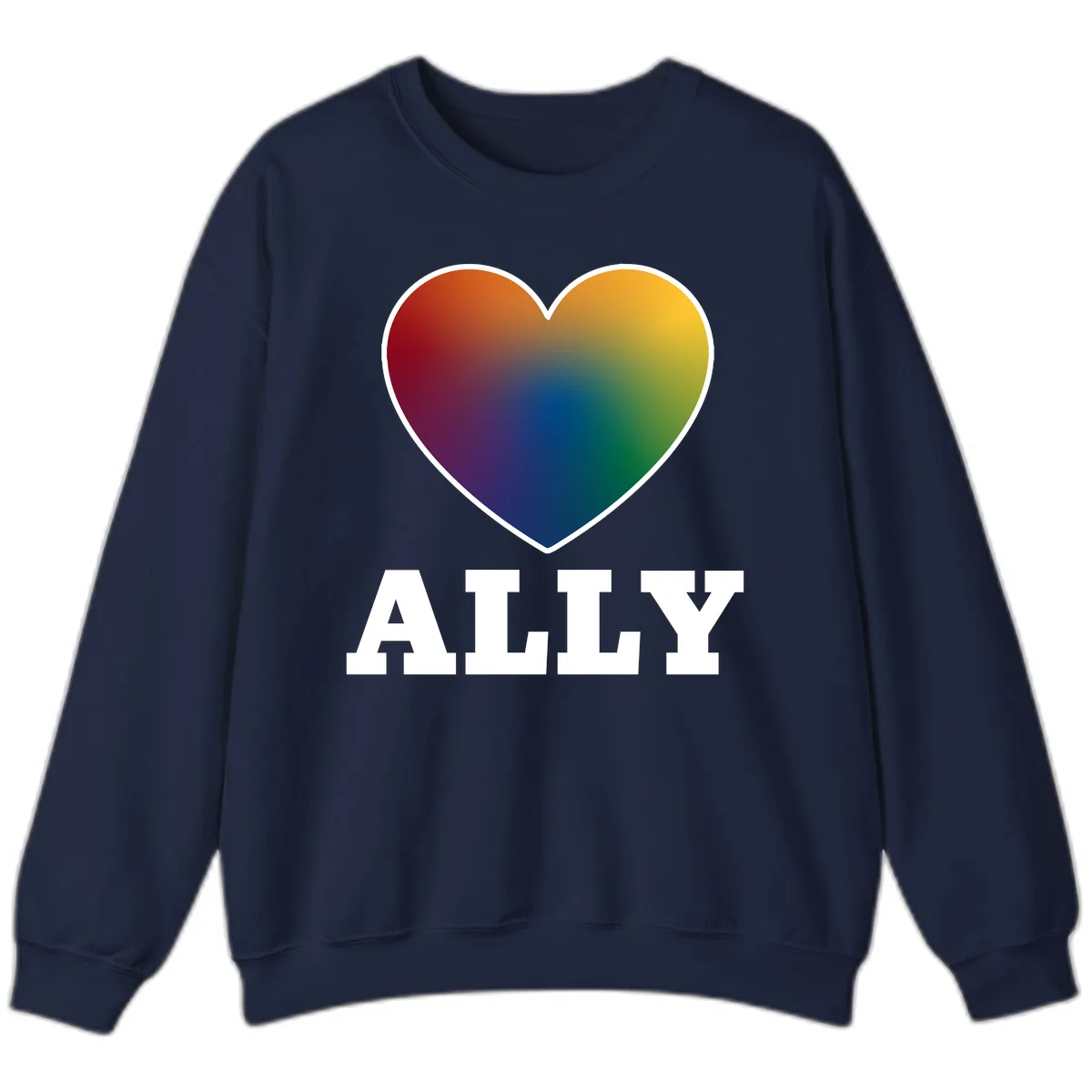 Ally Rainbow Heart Pride Design Sweatshirt in Navy