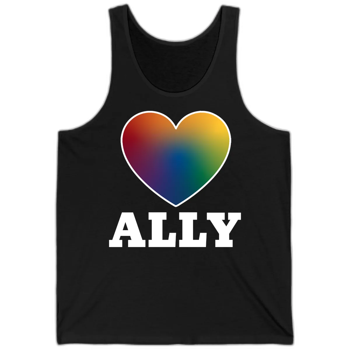 Ally Rainbow Heart Pride Design Tank in Black