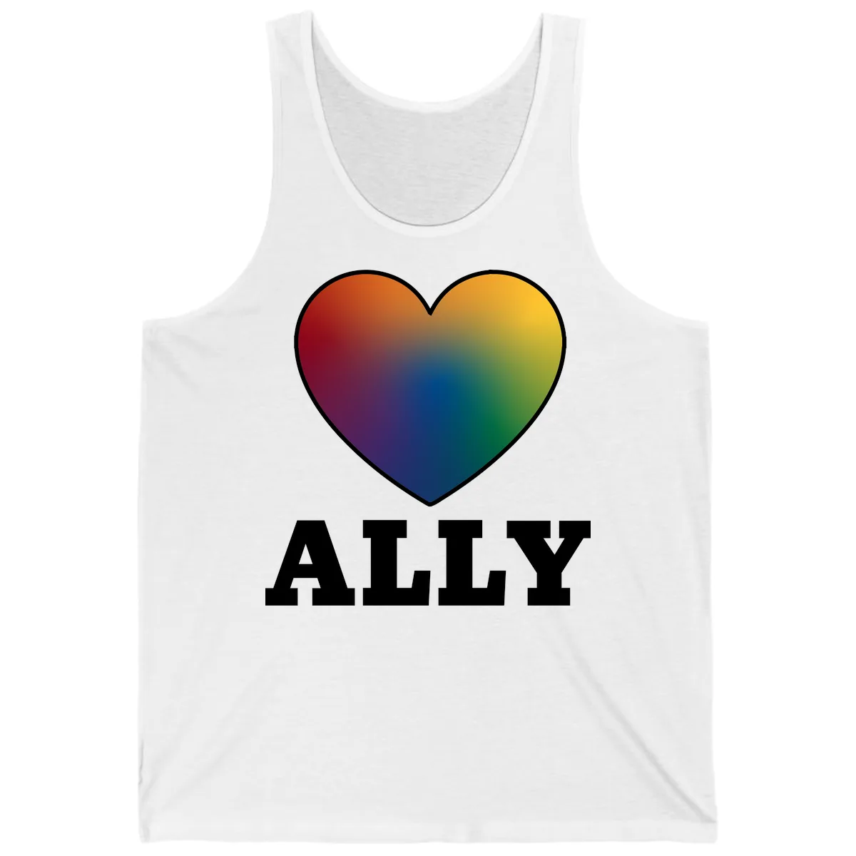Ally Rainbow Heart Pride Design Tank in White