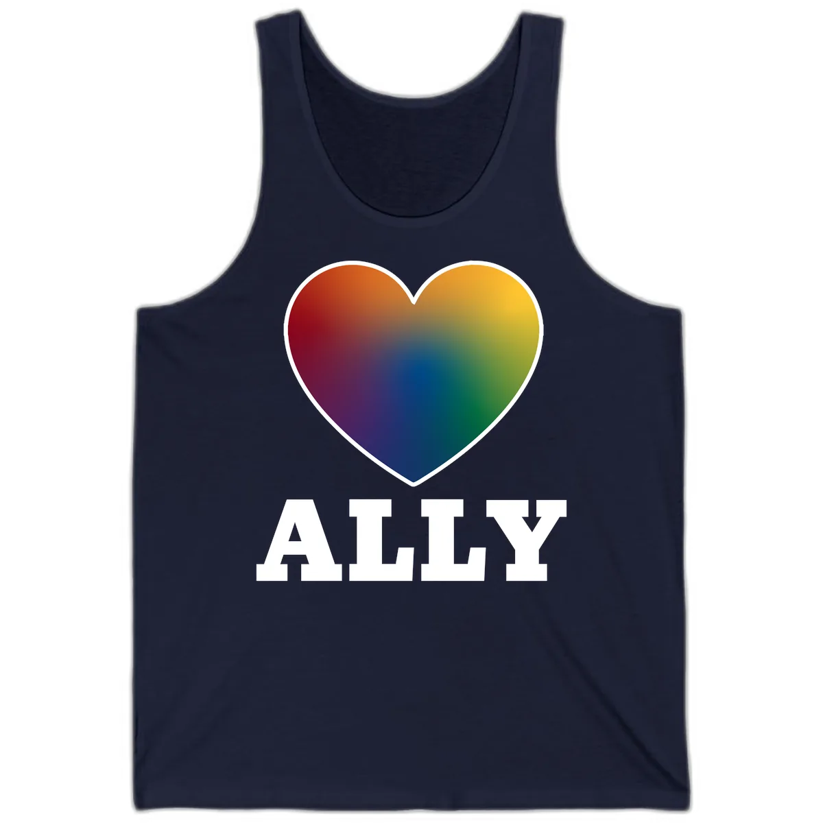 Ally Rainbow Heart Pride Design Tank in Navy