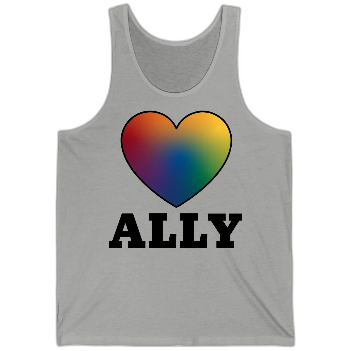 Ally Rainbow Heart Pride Design Tank in Athletic Heather