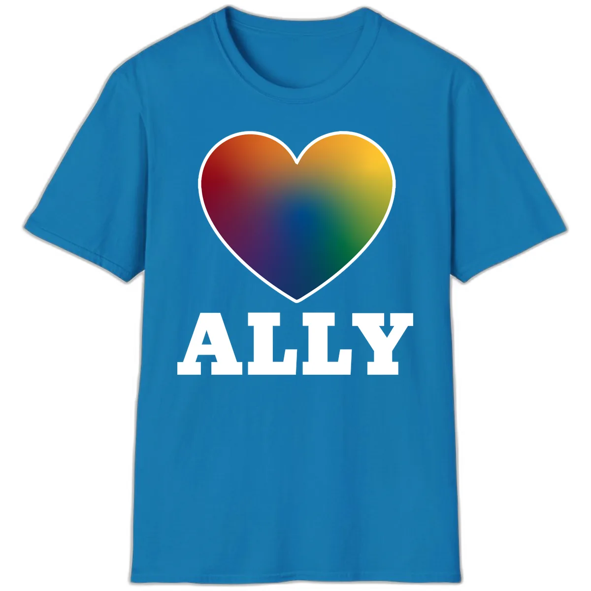 Ally Rainbow Heart Pride Design T-Shirt in Sapphire