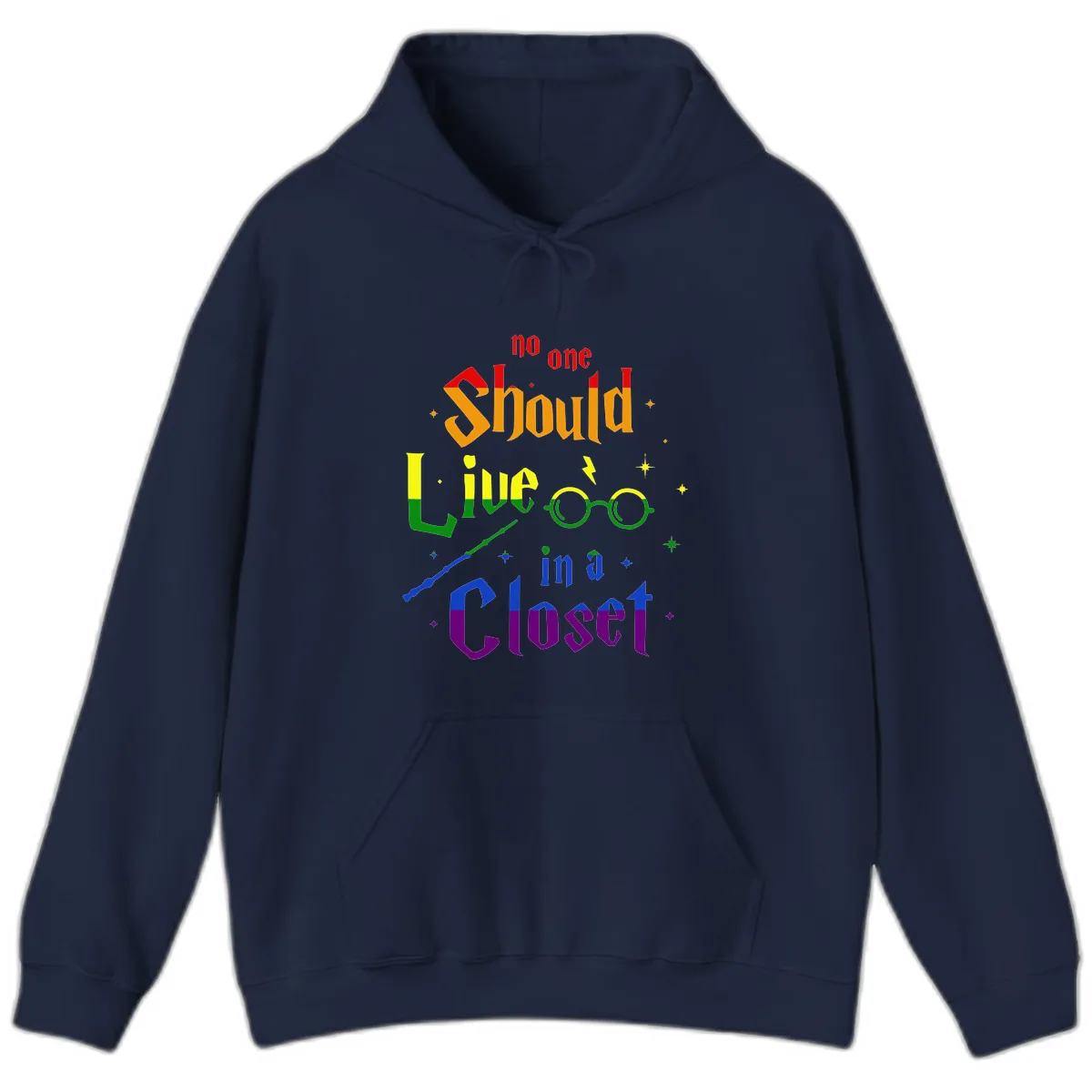 No One Should Live In A Closet Hoodie in Navy