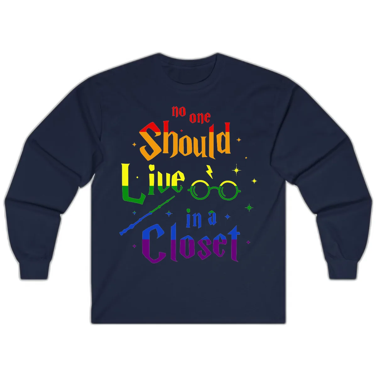No One Should Live In A Closet Long Sleeve in Navy