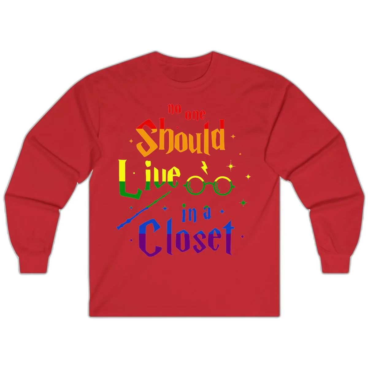 No One Should Live In A Closet Long Sleeve in Red