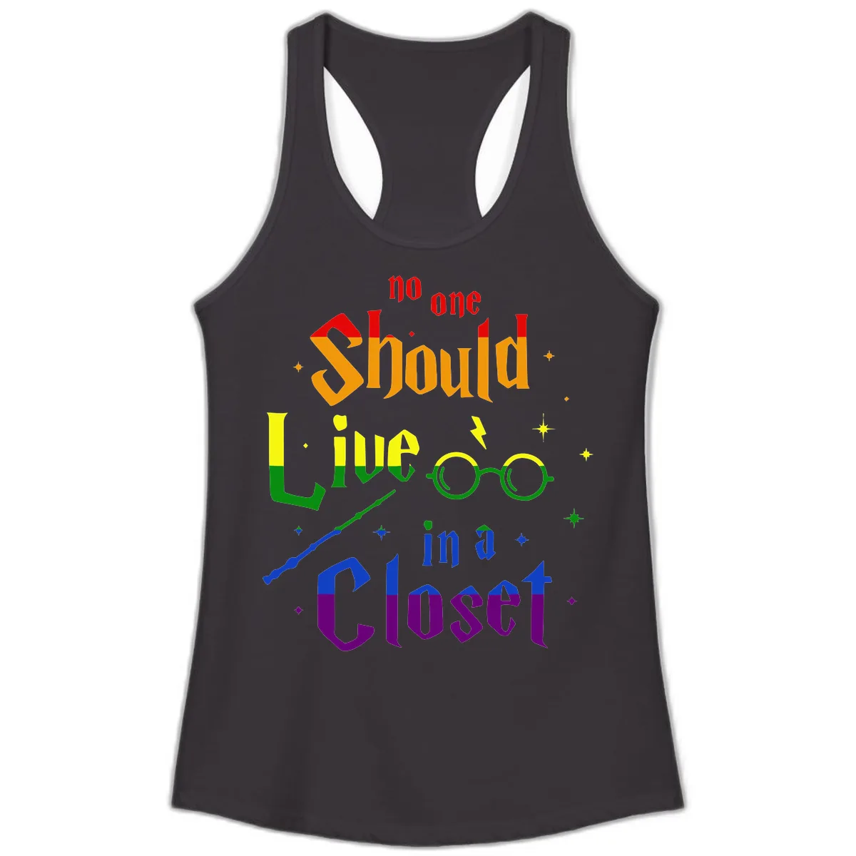 No One Should Live In A Closet Ladies Tank in Black