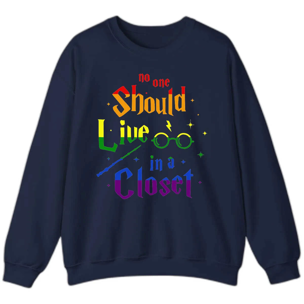 No One Should Live In A Closet Sweatshirt in Navy