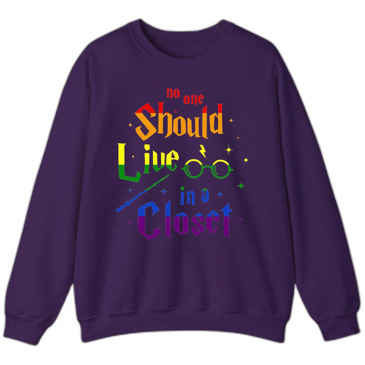No One Should Live In A Closet Sweatshirt in Purple