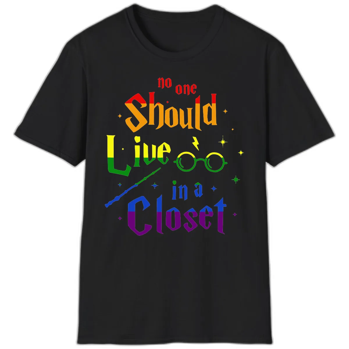 No One Should Live In A Closet T-Shirt in Black