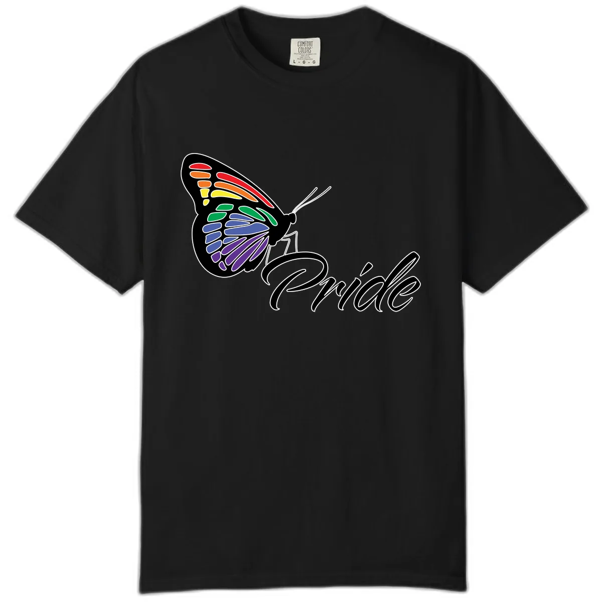 Pride Butterfly Rainbow Wings Comfort Color in Black