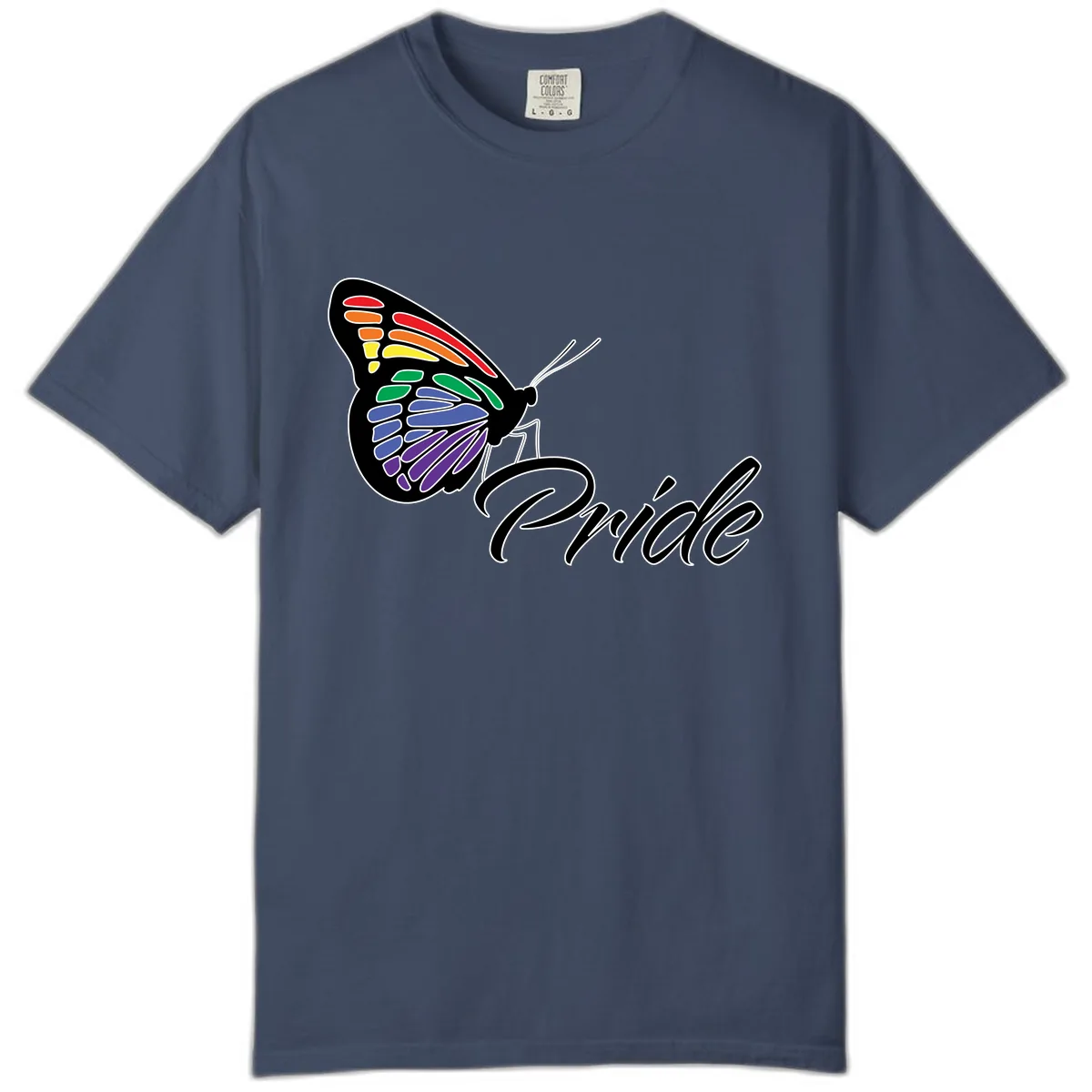 Pride Butterfly Rainbow Wings Comfort Color in Midnight