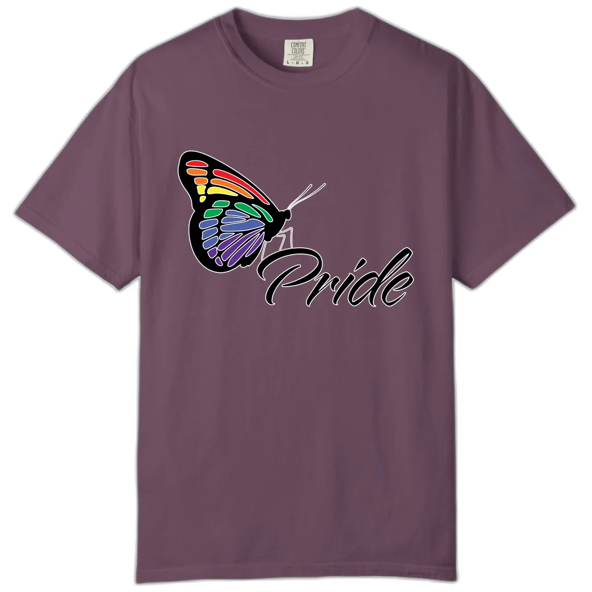 Pride Butterfly Rainbow Wings Comfort Color in Berry