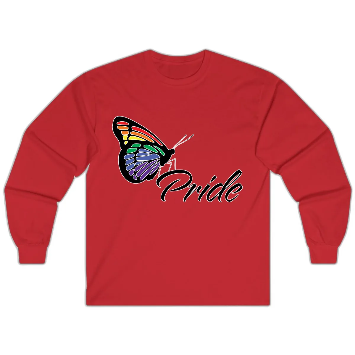 Pride Butterfly Rainbow Wings Long Sleeve in Red