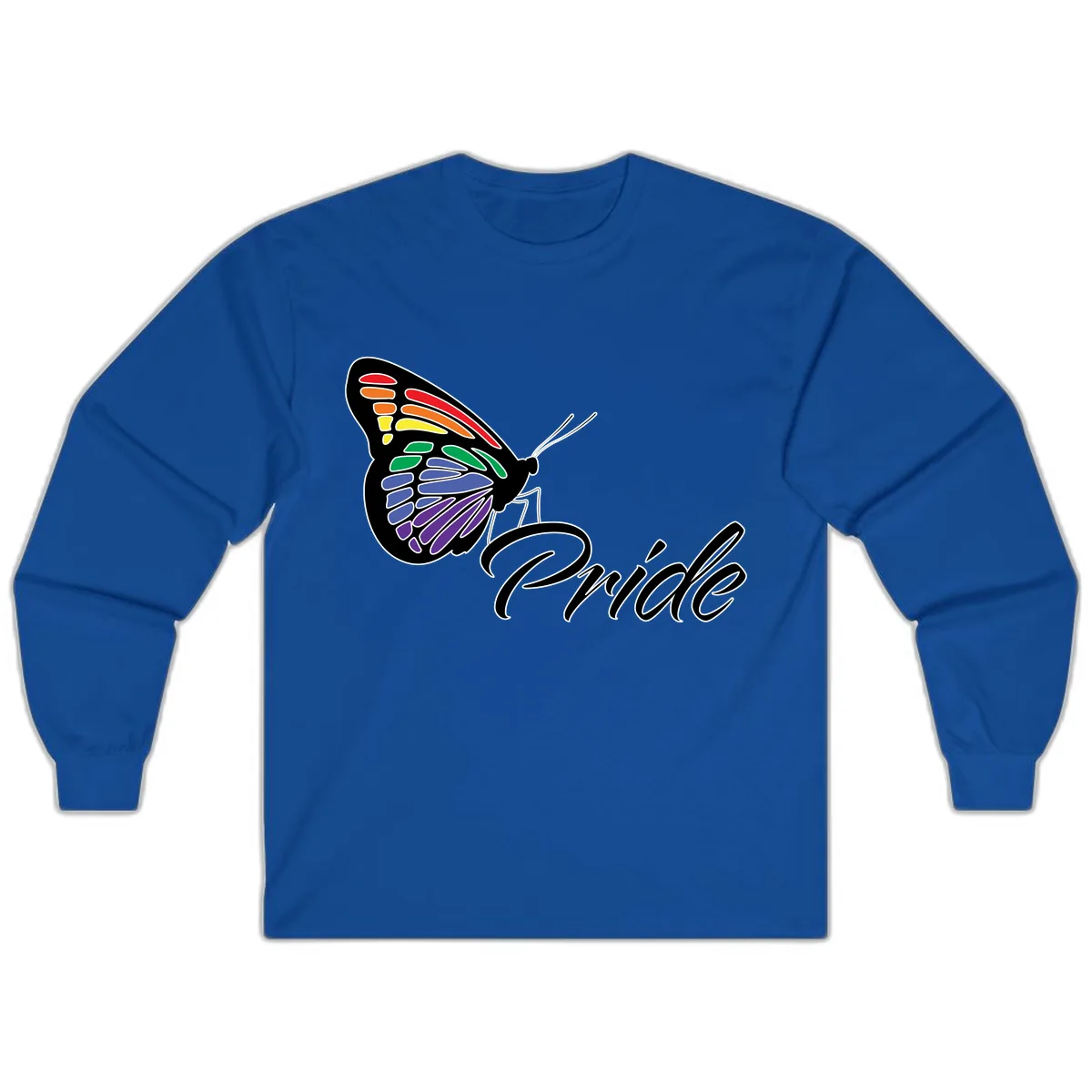 Pride Butterfly Rainbow Wings Long Sleeve in Royal
