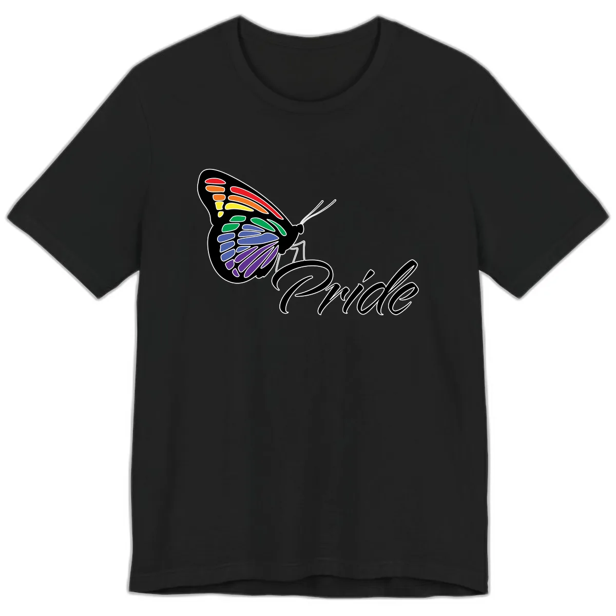 Pride Butterfly Rainbow Wings Premium T-Shirt in Black