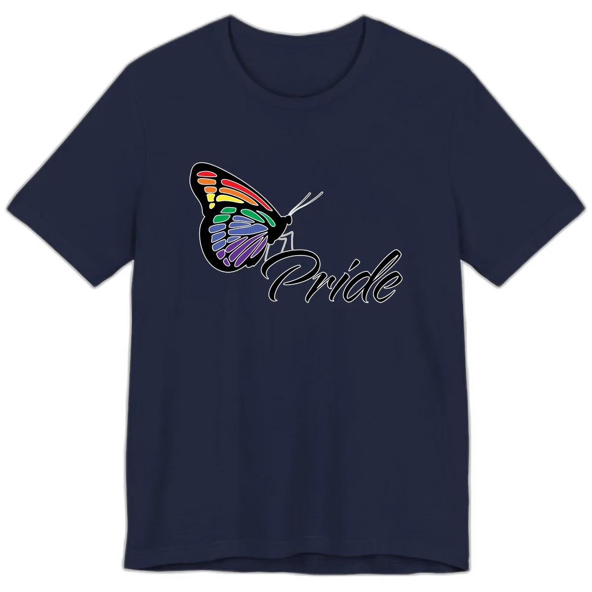 Pride Butterfly Rainbow Wings Premium T-Shirt in Navy