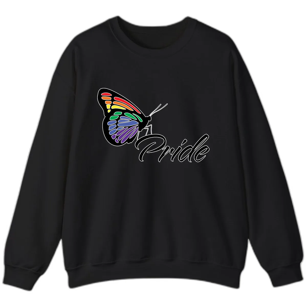 Pride Butterfly Rainbow Wings Sweatshirt in Black
