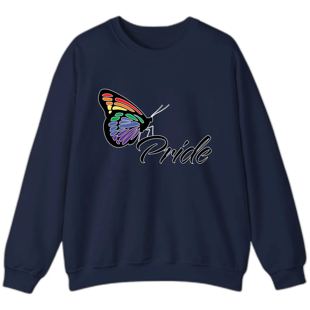Pride Butterfly Rainbow Wings Sweatshirt in Navy