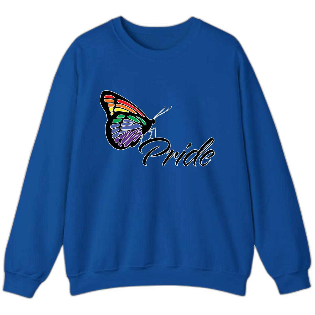 Pride Butterfly Rainbow Wings Sweatshirt in Royal