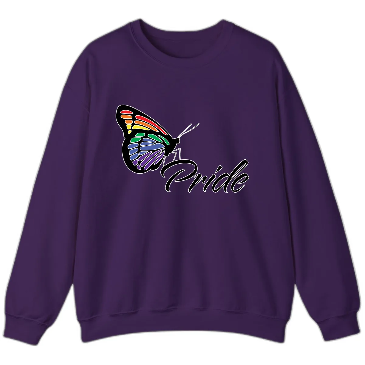 Pride Butterfly Rainbow Wings Sweatshirt in Purple