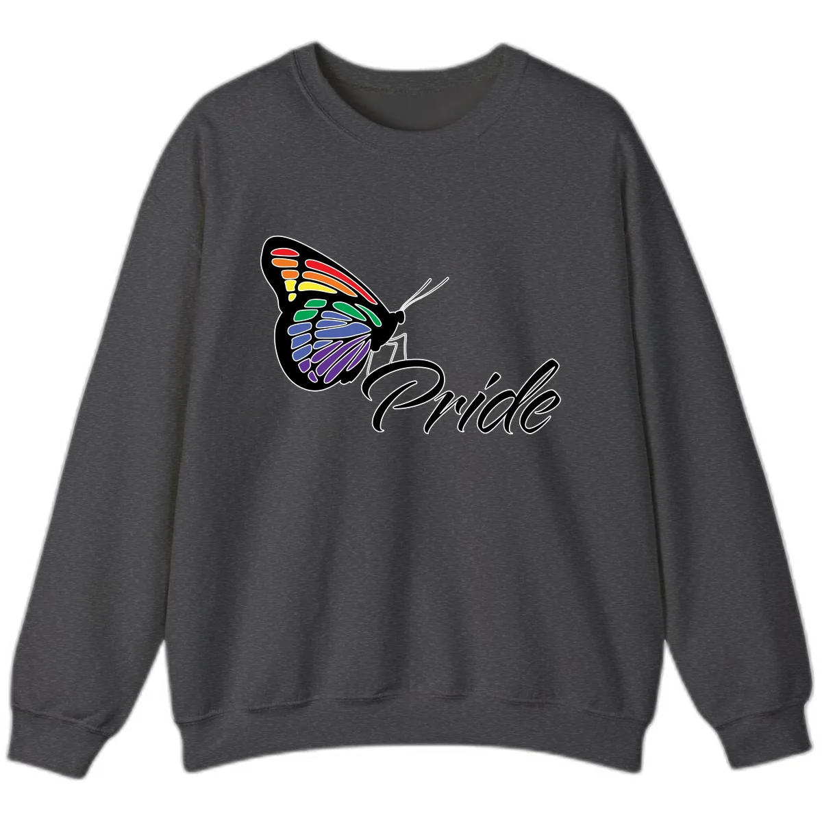 Pride Butterfly Rainbow Wings Sweatshirt in Dark Heather