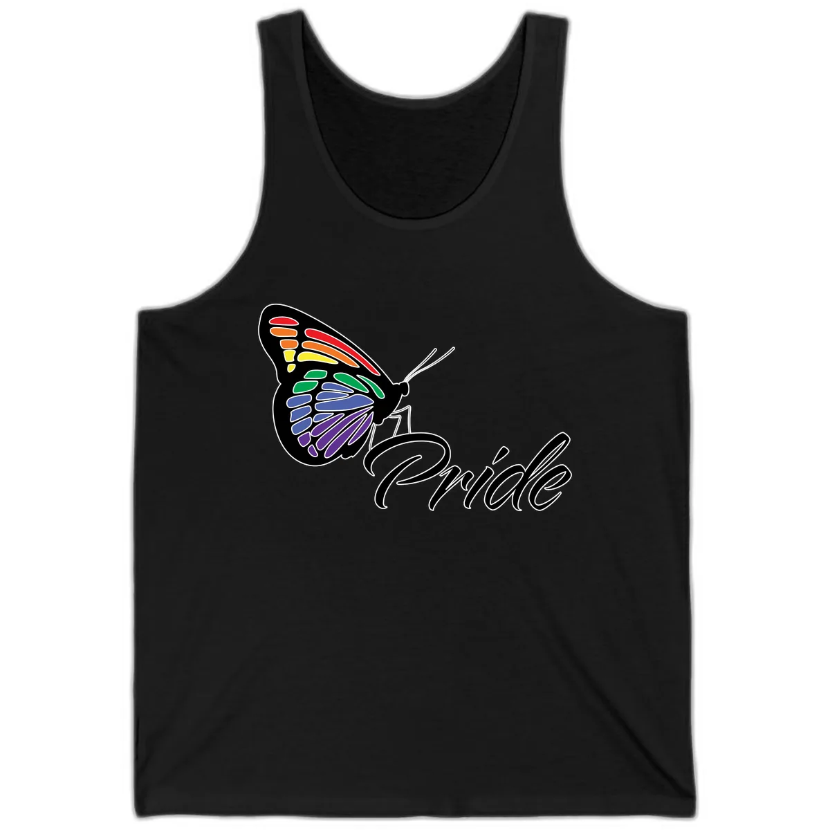 Pride Butterfly Rainbow Wings Tank in Black